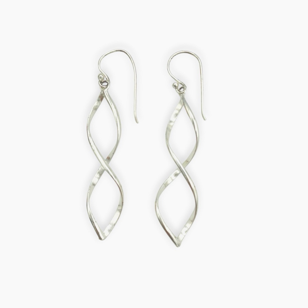 JCM Sterling Silver Earrings Long Spiral Twisted Infinity 2.06g 2"